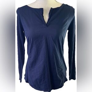 Q Mack Ladies Navy Long Sleeve V Neck Top Size S